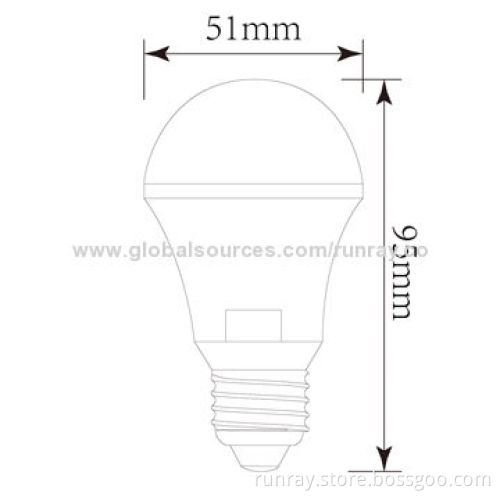 5W A19 LED Bulb with 50,000 Hours of Lifespan, 10 Pieces of 5730 SMD LEDs, 85 to 265V AC